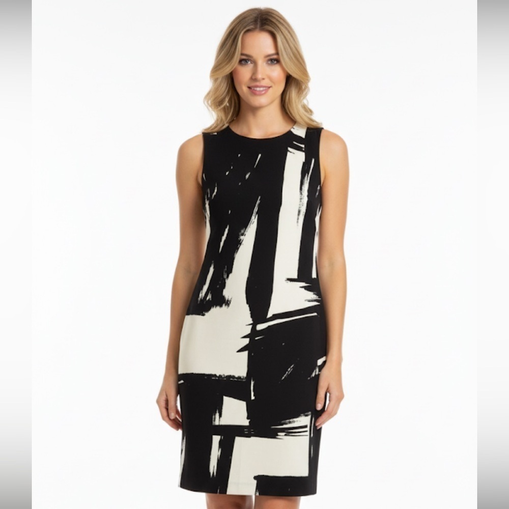 Banana Republic black and white abstract print 6 petite dress new with tags